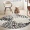 Homeroots 4' Black And White Round Floral Indoor Outdoor Area Rug 546636 - alternate 9