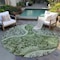 Homeroots 8' Olive Green Charcoal And Gray Round Floral Medallion Washable Indoor Outdoor Area Rug 603187 - alternate 9