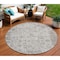 Homeroots 8' Taupe And Ivory Round Patchwork Washable Indoor Outdoor Area Rug 631439 - alternate 1