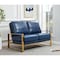 Leisuremod Jefferson Leather Loveseat with Gold Frame, Navy Blue JAG53NBU-L - alternate 7
