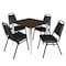 Regency Square Kahlo Breakroom Table W/ 4 Restaurant Stack Chairs, 30 in W, 30 in L, Neo Walnut TPL3030NWCM29BK - alternate 1
