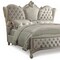 Homeroots Ivory Solid Wood Queen Tufted Upholstered Velvet Bed Frame with Nailhead Trim 348176 - alternate 6