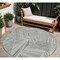 Homeroots 8' Gray And Ivory Round Geometric Washable Indoor Outdoor Area Rug 594793 - alternate 1