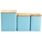 Megachef 3 Piece Square Iron Kitchen Canister Set with Bamboo Lids in Turquoise MG-410 - alternate 1