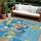 Homeroots 8' X 10' Aqua Green And Pink Abstract Washable Indoor Outdoor Area Rug 599535 - alternate 1