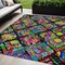 Homeroots 5' X 8' Black Yellow And Green Geometric Washable Indoor Outdoor Area Rug 609125 - alternate 1