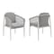 Armen Living Rhodes Outdoor Patio Dining Chair in Aluminum with Light Gray Rope and Cushions - Set of 2 LCRHSILGRY - alternate 1