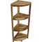 Homeroots 38in Natural Solid Teak Wood Freestanding Corner Shelving Unit 376735 - alternate 8