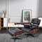Homeroots 35" Black and Brown Genuine Leather Tufted Swivel Lounge Chair With Ottoman 526376 - alternate 9