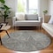 Homeroots 8' Gray Beige And Black Round Geometric Washable Indoor Outdoor Area Rug 577561 - alternate 7