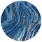 Homeroots 8' Navy Blue Gold And Copper Round Abstract Washable Indoor Outdoor Area Rug 600242 - alternate 8