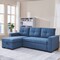 Homeroots 92" Blue Polyester Blend Convertible Futon Sleeper Sofa With Black Legs 544957 - alternate 9