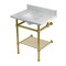 Kingston Brass 30-Inch Carrara Marble Console Sink with Brass Legs and Shelf, 8-Inch, 3-Hole KVPB30MBSQB7 - alternate 1
