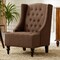 Homeroots 25" Brown and Black Velvet Tufted Wingback Chair 526456 - alternate 7