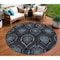 Homeroots 8' Blue Charcoal And Gray Round Medallion Washable Indoor Outdoor Area Rug 587700 - alternate 1