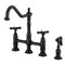 Kingston Brass Bridge Kitchen Faucet with Brass Sprayer, Matte Black KS1270BEXBS - alternate 1