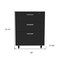 Homeroots 35" Black Wood Three Drawers Filing Cabinet 479949 - alternate 5
