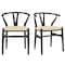 Homeroots Set of Two Natural and Black Upholstery Wishbone Back Dining Arm Chairs 653944 - alternate 9