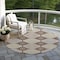 Homeroots 8' Chocolate And Beige Round Floral Washable Indoor Outdoor Area Rug 610747 - alternate 9
