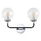 Jonathan Y Caleb 18" 2-Light Contemporary Transitional Iron/Glass LED Vanity Light, Chrome/Black JYL9057A - alternate 8