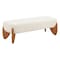 Homeroots 50in Ivory and Brown Fabric and Solid Wood Upholstered Bench 720917 - alternate 5