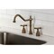 Kingston Brass Double-Handle Widespread Kitchen Faucet, Antique Brass KB1793BEXLS - alternate 6