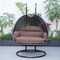 Leisuremod Mendoza Charcoal Wicker Hanging 2 person Egg Swing Chair with Brown Cushions MSCCH-53BR - alternate 10
