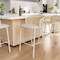 Leisuremod Ervilla Wicker Bar Stool with Fabric Seat and White Powder Coated Steel Frame, Beige, 2PK EBW-31BG2 - alternate 10