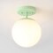 Jonathan Y Marcel Bistro 7.8 in. 1-Light Bohemian Farmhouse Iron/Frosted Glass LED Semi Flush Mount, Mint Green/ JYL7499E - alternate 10
