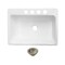Kingston Brass 33" Cast Iron Single Bowl Undermount Kitchen Sink, 4-Hole with Strainer, White/Brushed Nickel KGCKUS332298 - alternate 1