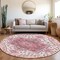 Homeroots 8' Pink Ivory And Gray Round Oriental Washable Indoor Outdoor Area Rug 600182 - alternate 8
