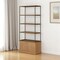 Homeroots 42" Antiqued Brass And Light Brown Distressed Metal and Solid Wood Four Tier Bookcase w/Two Doors 611045 - alternate 1