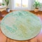 Homeroots 8' Beige Teal Blue And Ivory Round Abstract Washable Indoor Outdoor Area Rug 630809 - alternate 6