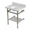 Kingston Brass 30-Inch Carrara Marble Console Sink with Brass Legs and Shelf, 8-Inch, 3-Hole KVPB30MBB8 - alternate 1