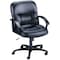 Lorell Managerial Chair Managerial Leather Mid-Back Chairs, Black, Adjustable Arms, 38-1/2" Height, Leather LLR60115 - alternate 1