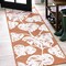Jonathan Y Tobago High-Low Two-Tone Monstera Leaf Orange/Ivory 2 ft. x 8 ft. Indoor/Outdoor Runner Rug HWC100A-28 - alternate 1
