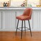 Homeroots 30" Brown And Black Faux Leather And Steel Bar Height Swivel Bar Chair 555712 - alternate 9