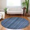 Homeroots 8' Blue Gray And Sky Blue Round Striped Washable Indoor Outdoor Area Rug 616366 - alternate 8