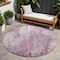Homeroots 8' Round Pink Round Abstract Washable Non Skid Indoor Outdoor Area Rug 559600 - alternate 1