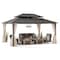 Sunjoy 12 ft. x 16 ft. Brown Steel Gazebo with 2-tier Hip Roof Hardtop A102009140 - alternate 1