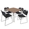 Regency Square Kee Breakroom Table W/ 4 Zeng Stack Chairs, 48 in W, 48 in L, Noble Oak TB4848NOBPCM44BK - alternate 1
