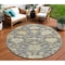 Homeroots 8' Gray Ivory And Green Round Floral Washable Indoor Outdoor Area Rug 605207 - alternate 1