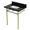 Kingston Brass 30-Inch Black Granite Console Sink with Stainless Steel Legs, 8-Inch, 3-Hole KVPK30K8SQ7ST - alternate 1