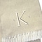 Homeroots 55" X 70" Linen White Herringbone Cotton Blend K Initial Throw Blanket with Tassels Embroidery 680606 - alternate 5