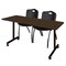 Regency Kobe Mobile T-Base Training Table W/ 2 M Stack Chairs, 60 in W, 24 in L, Neo Walnut MKTRCC6024NW47BK - alternate 1