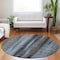 Homeroots 8' Blue Gray And Charcoal Round Botanical Leaves Washable Indoor Outdoor Area Rug 581938 - alternate 7