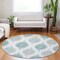Homeroots 8' Aqua Teal Blue And Ivory Round Ikat Washable Indoor Outdoor Area Rug 589070 - alternate 8