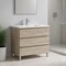 Homeroots 36" Natural Wood Freestanding Bathroom Vanity With White Sink And Three Drawers 624153 - alternate 5