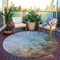 Homeroots 8' Denim Blue Taupe And Ivory Round Abstract Washable Indoor Outdoor Area Rug 617349 - alternate 8