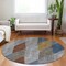 Homeroots 8' Gray Gold And Blue Round Argyle Washable Indoor Outdoor Area Rug 613695 - alternate 8